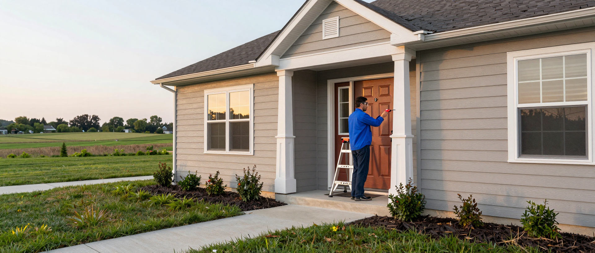 Professional electrician working on residential home